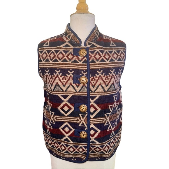 Vintage Jackets & Blazers - Vintage 80s Southwestern Style Vest